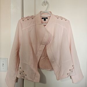 Roz & Ali Light Pink Lace-Up Blazer
